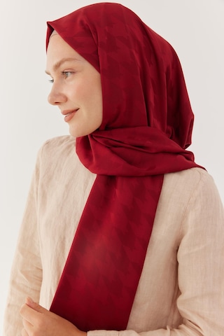 Mirsoy Scarf Kazayağı Desen İpeksi Jakar Şal - Bordo Bordo