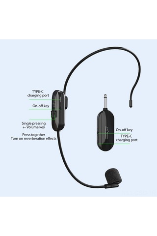 Samdoo G106-2 2.4g Kablosuz Kulaküstü Mikrofon Seti - 50m Erişim Mesafesi, Dijital Ses, Öğretmenler İçin Konuşma Amplifikatörü, 2 Mikrofon + Alıcı