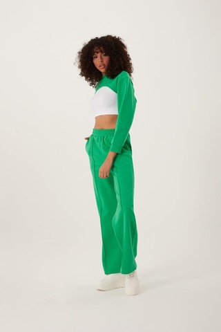 Quhox Kadın Oversize Crop Yeşil