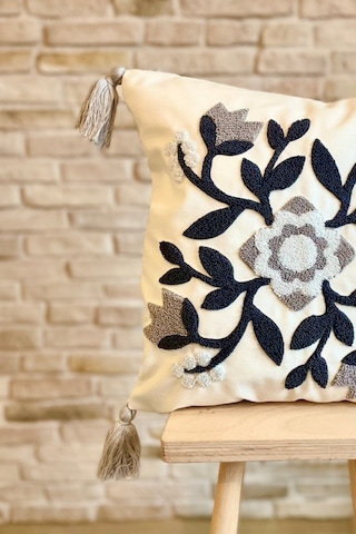 Swita Home 4'lü Kombin Punch Işlemeli Kırlent Kılıfı Panç Gri