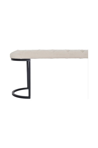 Elısse Black Puf - Metal Ayaklı Kapitoneli Model Puf, Krem Bench
