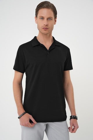 Efor Comfort Fit Polo Yaka Esnek Pamuk Casual Siyah Tişört Ts 886 Siyah