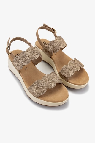 Valmenti Kadın Deri & Tekstil Camel Düz Sandalet 1141 1951-h21 Bn Sndlt Y26 Champagne Weave/cml Nbk