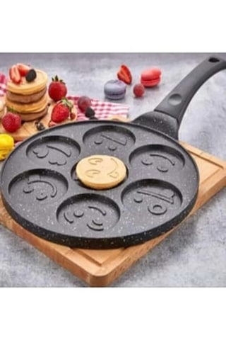 Viatom Pankek Tavası 28 Cm 7 Emoji Gözlü Döküm Pankek Tav