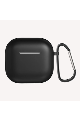 Apple Uyumlu AirPods 4 Kılıfı Silikon Kılıf Şarj Bölümü Tıpalı Soft Yumuşak Kablosuz Şarj Destekli K Siyah