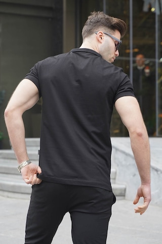 Madmext Erkek Siyah Basic Fermuarlı Polo Tişört 6076 Siyah