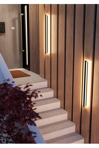 Neviano Led Duvar Lambası, Dış Mekan Aydınlatması, Ev Duvarı, Dikdörtgen Duvar Dış Mekan Lambası, Metal Ve Plastik Dış Mekan Duvar Lambası, Sıcak Beyaz, Ip65, 97 Cm