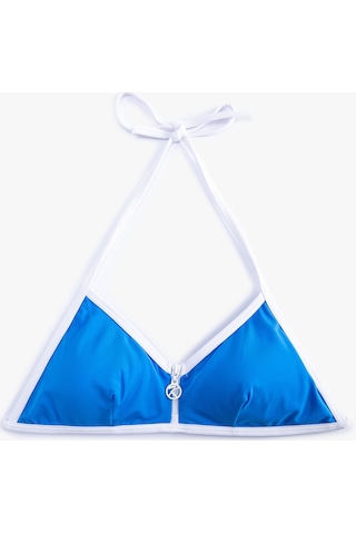 Koton Üçgen Bikini Üstü Fermuarlı Biye Detaylı Mavi 3sak10011mm 3SAK10011MM623 Mavi