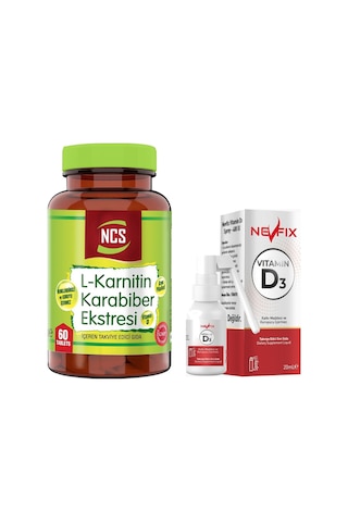 Ncs L-carnitine Karabiber Extreli 60 Tablet Nevfix Vitamin D3 S
