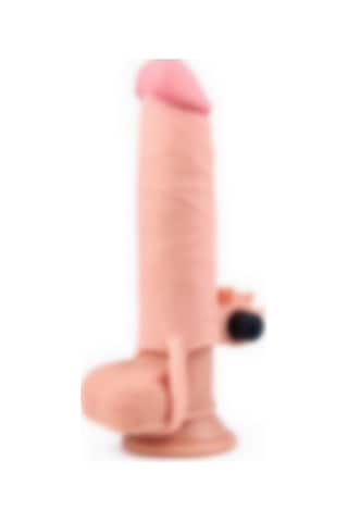 Morgece 3 Cm Dolgulu Melez Renk Realistik Titreşimli Penis Kılıfı