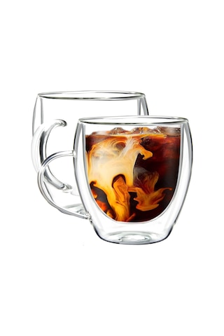 Arvale 2 Adet Çift Cidarlı 250 Ml Kulplu Cam Çay Kahve Süt Kupa Borosilikat Bardak Sku: Smgstka75fb941b1
