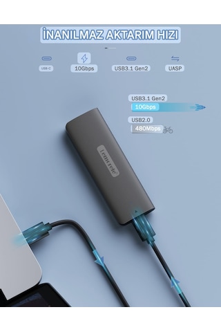 Lemorele M.2 Nvme Muhafaza Kutusu 2280/2260/2242/2230/ 10gbps Usb 3.2 Yüksek Hızlı Ce Lisanslı Sertifikalı Son Nesil Teknoloji Metal Sağlam