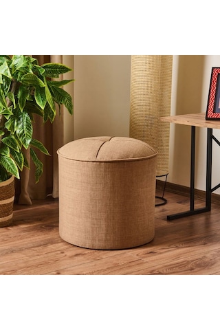 Just Home Silindir Puf - Sütlü Kahverengi - 43x42x42 Cm Sütlü Kahverengi