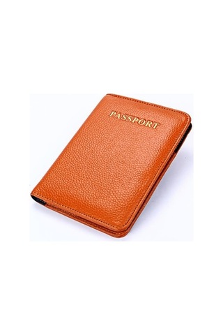 Linjinxu Seyahat İçin Litchi Dokulu Çok İşlevli Hakiki Deri Pasaport Paketi Kahverengi Kahverengi