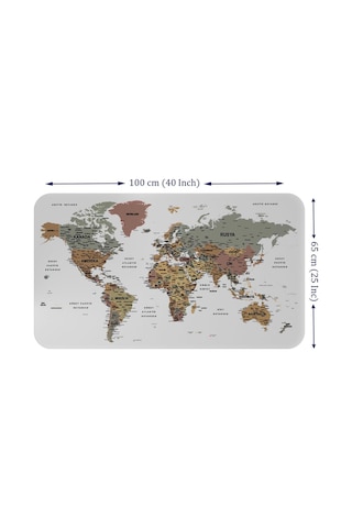 Türkçe Eğitici Ülke Ve Başkent Detaylı Atlası Dünya Haritası Duvar Sticker -60x105-3852 - Renkli Çok Renkli