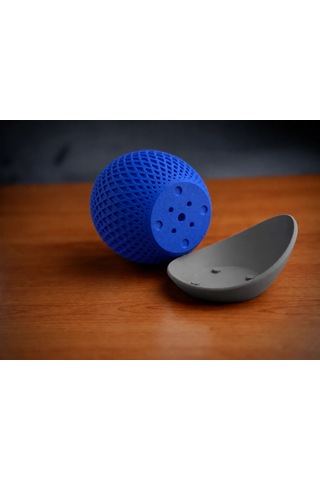 3d Baskı Küre Saksı - Kafes Dokulu İki Parçalı Dekoratif Saksı - Mavi-gri 65384735