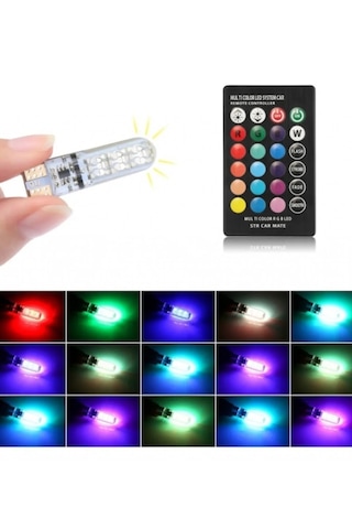 Kumandalı Rgb T10 Park Ledi Far Ledi Renkli Park Ampulü