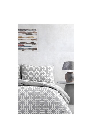 Gri Geometrik Desenli Çift Kişilik Nevresim Takımı Modern Seri Çok Renkli