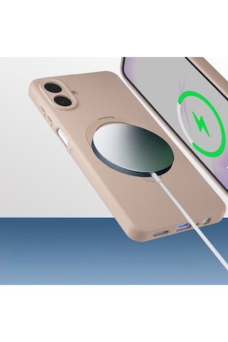 Samsung Galaxy S25 Fe Uyumlu Standlı Magesafe Silikon Kılıf Gri