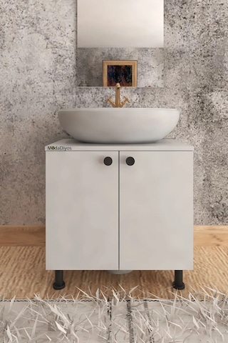 Modelisa Lavabo Altı Dolap, Ayaklı Banyo Dolabı Mdf Beyaz