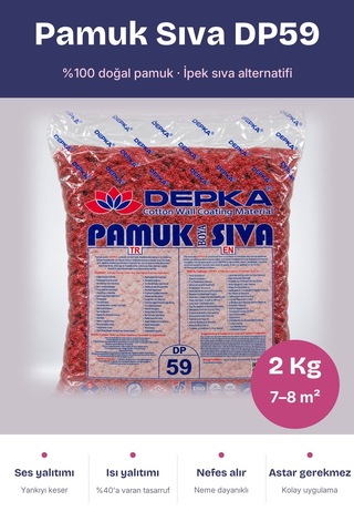 Depka Pamuk Sıva Dp59 2 Kg 7-8 M² İpek Sıva Alternatifi Isı Ve Ses Yalıtımlı Dekoratif Sıva