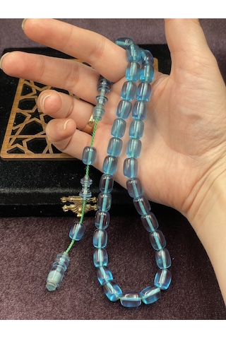 Sistemli Mor Hareli Mavi Turkuaz Ateş Kehribar Tesbih 8x12 Mm