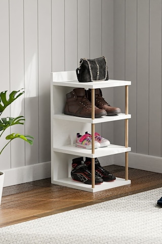 İntergo Çok Amaçlı 4 Raflı Ayakkabılık Banyo Mutfak Düzenleyici Organizer Beyaz
