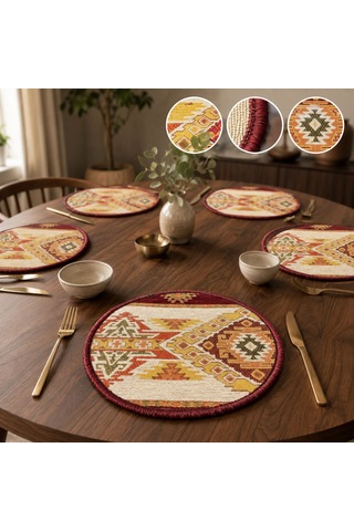 Bk Gift 6 Adet El Yapımı Anadolu İzleri Kilim Kumaşı Supla Koleksiyonu 27cm -6 Haki