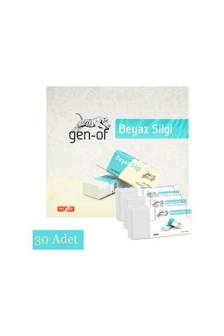 Gen-of No:30 Küçük Boy Pvc Free Beyaz Silgi Gen-6830 30 Adet