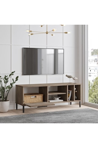 Toria Tv Ünitesi Sehpası Metal Ayaklı 120cm Kahve Tor2-cu Kahverengi
