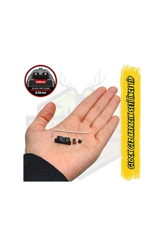 Glock Uyumlu İnce Tip Kırmızı Fiber Optik Gez Arpacık Seti