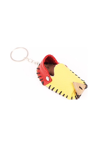 Ertay Deri Hakiki Deri Yöresel Yemeni Anahtarlık Maskot Sarı Kırmızı