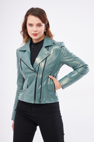 Derinss Dka1202 Hakiki Deri Kadın Yeşil Mont 001