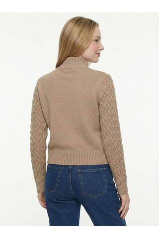 Regular Long Crop Kadın Kazak Camel