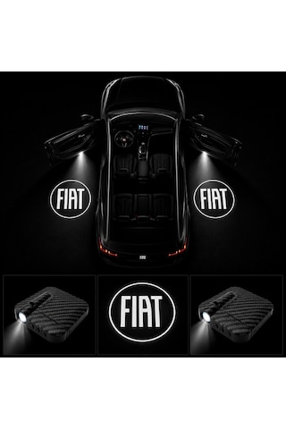 Yeni Fiat Kapı Altı Logo Projektör Led Işığı 2'li Set Pilli Kablosuz Kapı Karşılama Lambası