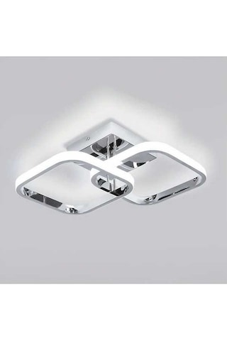 Fastbuy Y Yonca Tasarımlı Led Tavan Işığı - 3 Renkli Parlaklık Ayarı - Mutfak, Yatak Odası Ve Oturma Odası İçin Gümüş Gümüş