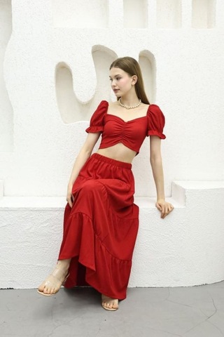 Kadın Etek Bluz İkili Takım - S504868 Bordo