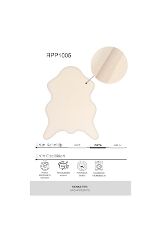 Çam Halı Poly Rpppost1005 Krem Peluş Post Şeklinde Halı-salon-antre-oturma Odası-yumuşak-kaymaz Taban-yıkanabilir
