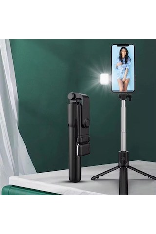 Kendiliğinden Led Işıklı Kumandalı Uzayabilen Selfie Çubuğu,masa Üstü Tripod Çok Renkli