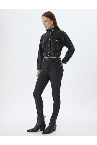 Koton Yüksek Bel Kot Pantolon Dar Paça Push Up - Skinny Push Up Fit Jean Siyah 5wal40052md Siyah