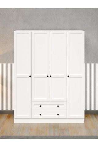 Kuzeylife Viena Modern Tasarımlı Membran Kapaklı 4 Kapılı Gardırop (50cm Derinlik)