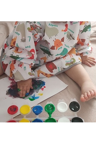 Yorni 4-7 Yaş, Zoo, Sıvı Geçirmez, Çocuk Aktivite Boyama Önlüğü