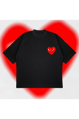 Startmore Comme Des Garçons Oversize Unisex Pamuklu Nefes Alan Kalın Kumaşlı Siyah