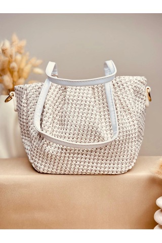 Elora Atelier Hobo Hasır Beyaz-taş Charmlı Çanta Çok Renkli