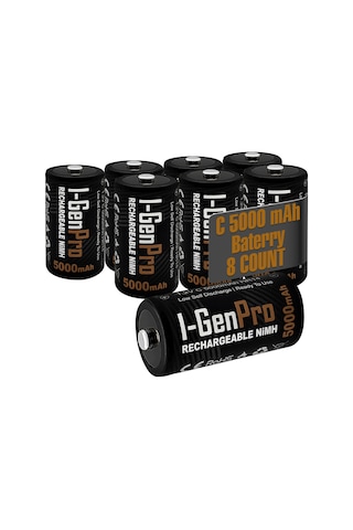 I-gen Pro Hr14 C Orta Boy 5000 Mah Şarj Edilebilir C Boy 1.2v Ni-mh Şarjlı Pil 8'li Paket