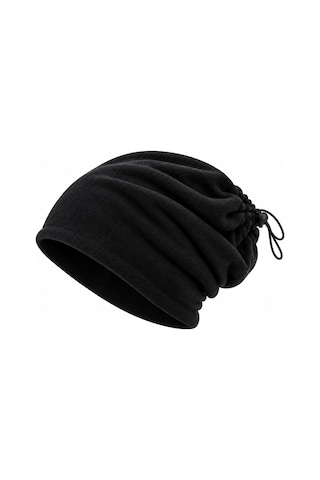 Genel Unisex Premium Polar Bere Boyunluk 2'si 1 Arada Sıcak Tutan Rüzgar Korumalı Outdo Siyah / Standart