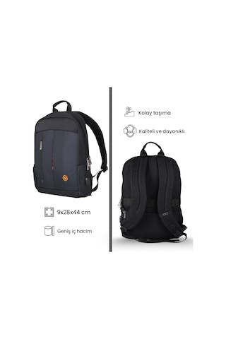 NPO CitylifePlus Smart 16" Çift Ana Bölmeli Notebook Sırt Çantası-Siyah