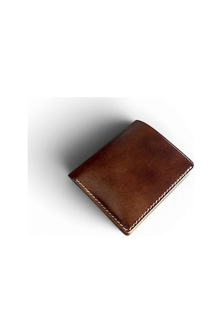 Kalkan Deri Babil Cordovan Horween Shell Cordovan El Yapımı Deri Cüzdan Kahverengi