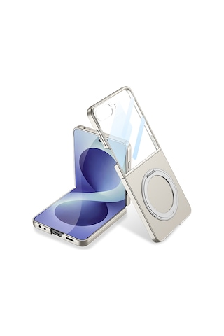 Nihcase Samsung Galaxy Uyumlu Z Flip 8 Kılıf M-safe Şarj Özellikli Kıpta Yüzüklü Kamera Korumalı Kapak