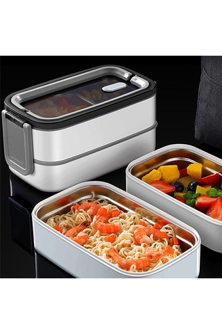 Xurunkeji 304 Paslanmaz Çelik Öğle Yemeği Kutusu Mikrodalga Taşınabilir Ağ Bento Gıda Saklama Kabı Beyaz